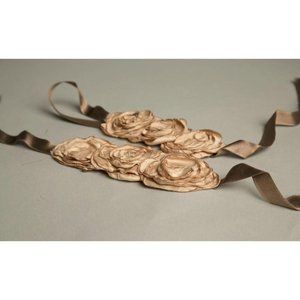 Handmade Floral Bracelet Brown Silk Roses Cuff Body Jewelry Accessory